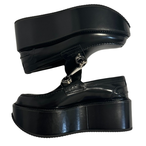 SOLD NWT BURBERRY Embellished wedge leather loafers 38.5 - Picture 5 of 13